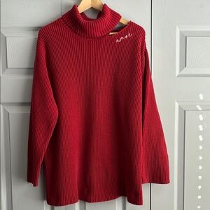 Plus Peace Love World Red Turtleneck Sweater 1X